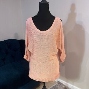 New York & Company Cold Shoulder Pink Knit Sweater